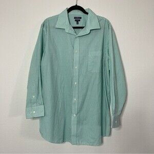 Croft & Barrow Mens Green Checkered Long Sleeve 17.5 32/33